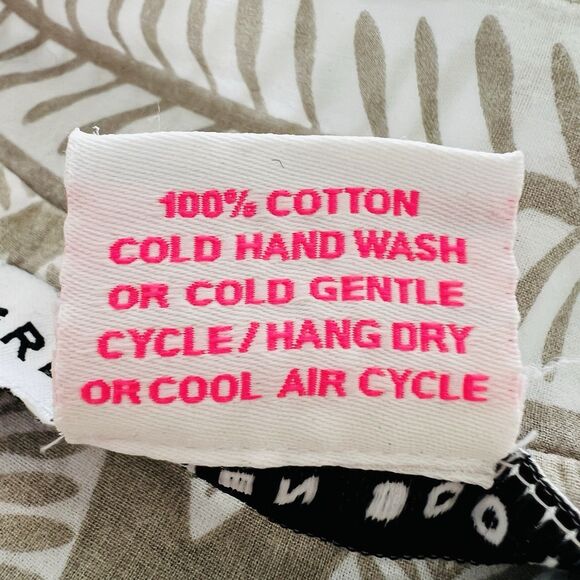 Gretchen Scott 100% Cotton Leaf Print Tunic Blouse Earthy Boho Vegan Natural Lg - Picture 8 of 8